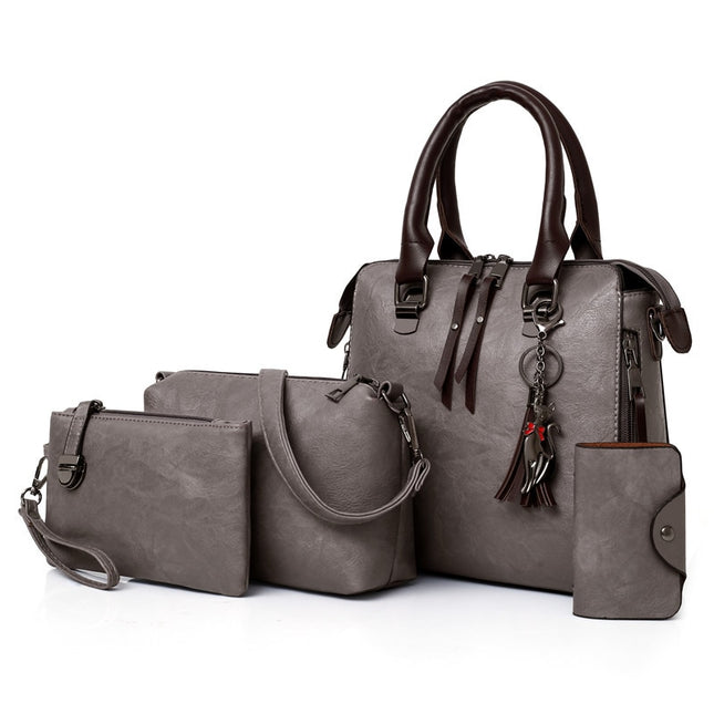 Leather Shoulder Messenger Tote Bag 4pcs Set