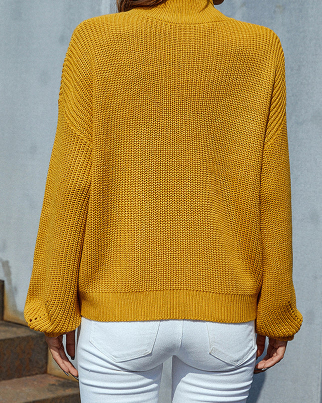 Half Turtleneck Loose Sweater - Hey Love Boutique