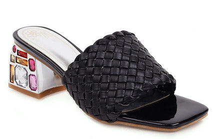 Slide Low Heels Casual Knitted Beach Women's Slipper Large Size 48