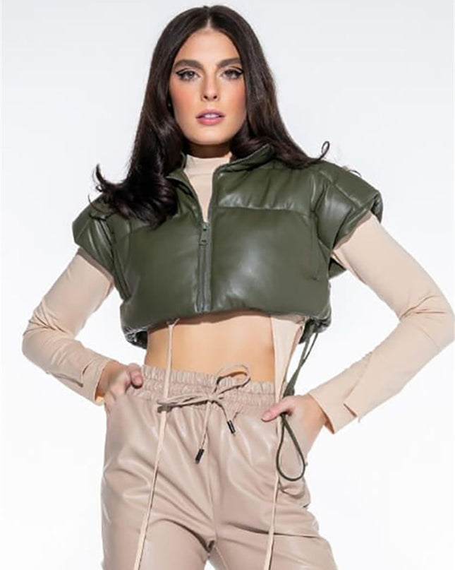 Puffer Vest Cropped Jacket - Hey Love Boutique