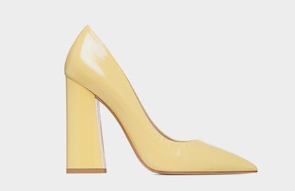 Thick Heeled Patent Leather High Heels