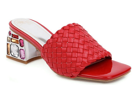 Slide Low Heels Casual Knitted Beach Women's Slipper Large Size 48