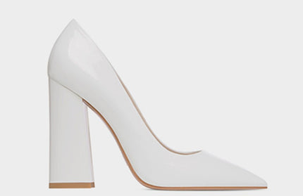 Thick Heeled Patent Leather High Heels