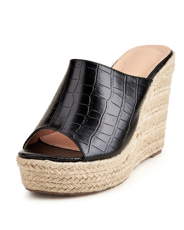 Retro Crocodile Pattern Wedge Heels - Hey Love Boutique
