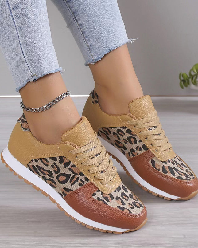 Leopard Print Lace-Up Sneakers