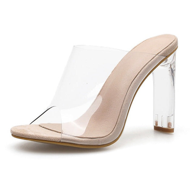 Crystal Square Transparent Clear High Heels - Hey Love Boutique