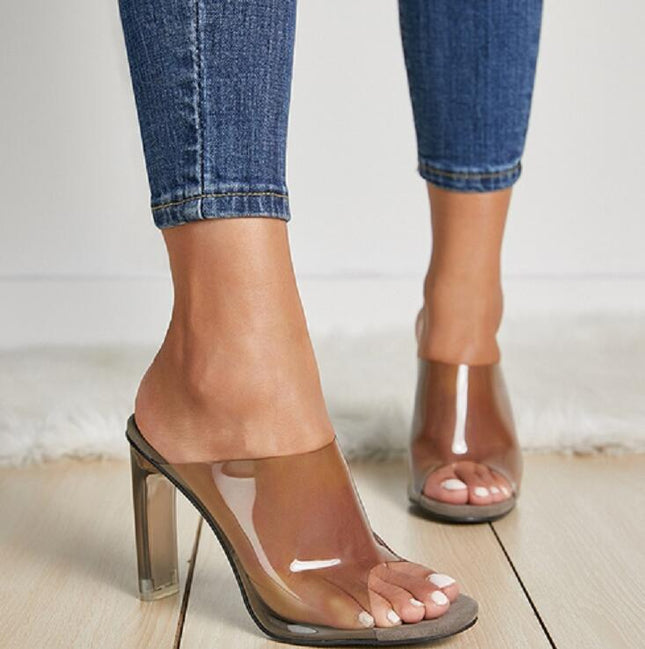Crystal Square Transparent Clear High Heels - Hey Love Boutique
