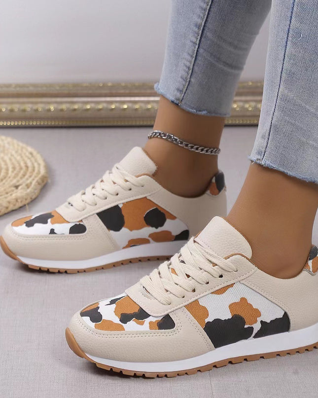 Leopard Print Lace-Up Sneakers