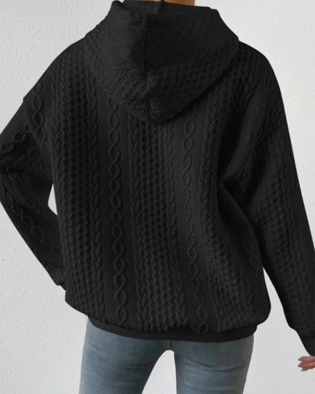 Drawstring Drop Shoulder Long Sleeve Hoodie