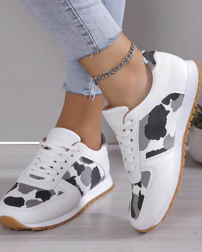 Leopard Print Lace-Up Sneakers