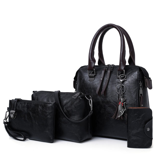 Leather Shoulder Messenger Tote Bag 4pcs Set