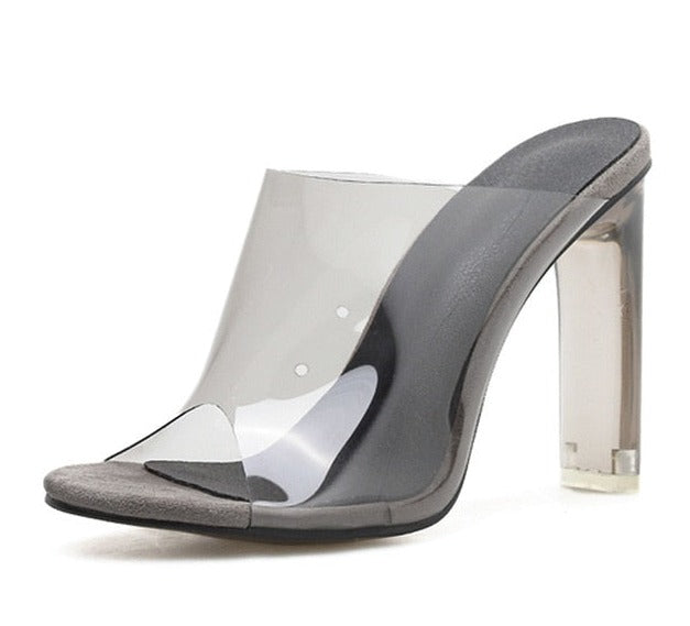 Crystal Square Transparent Clear High Heels - Hey Love Boutique