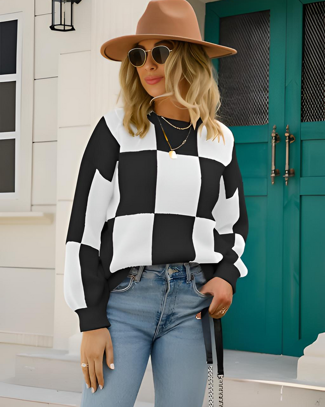 Checkered Sweater - Hey Love Boutique