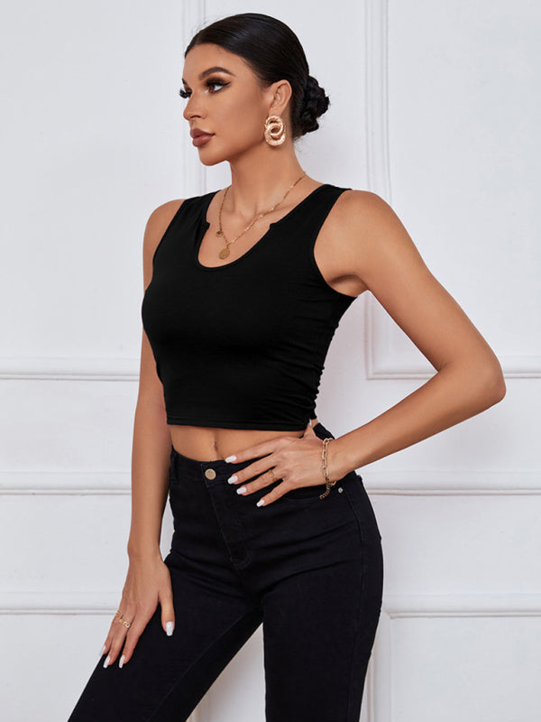 Knitted U-neck Short Shirt
