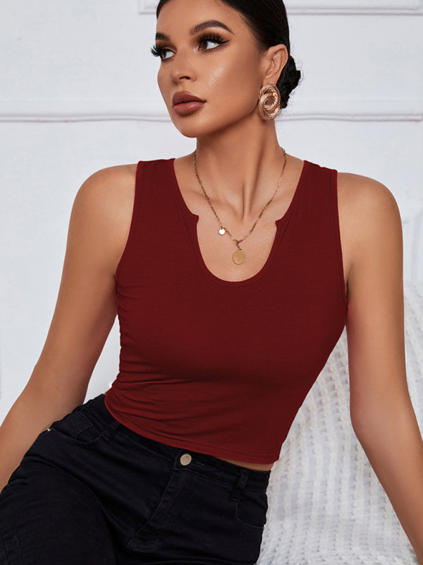 Knitted U-neck Short Shirt