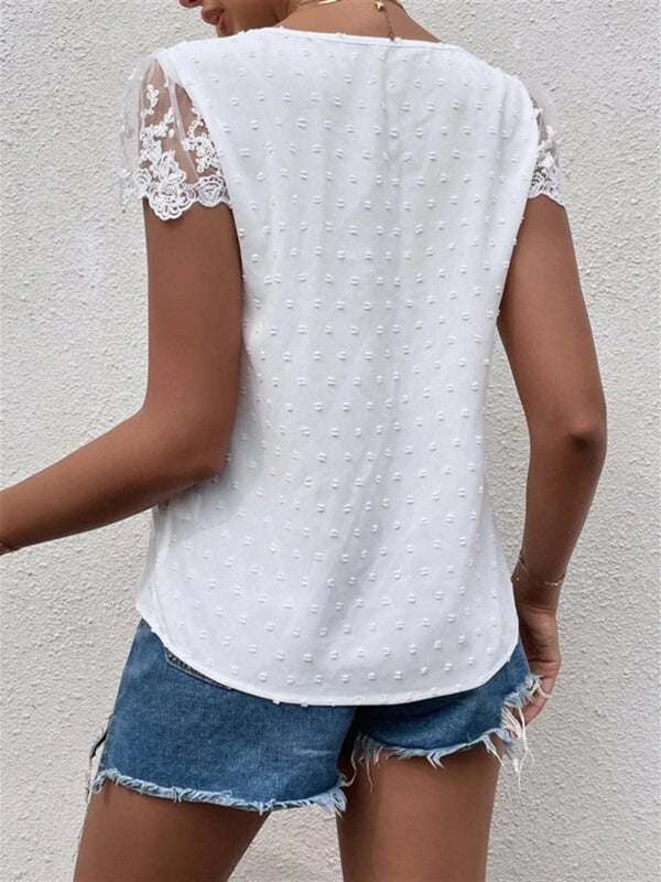 Panel Lace Trim Blouse