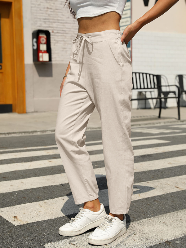 High Waist Button Straight Leg Pants