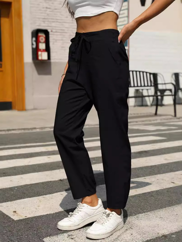 High Waist Button Straight Leg Pants