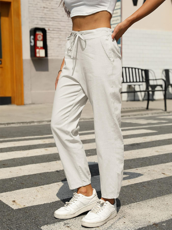 High Waist Button Straight Leg Pants