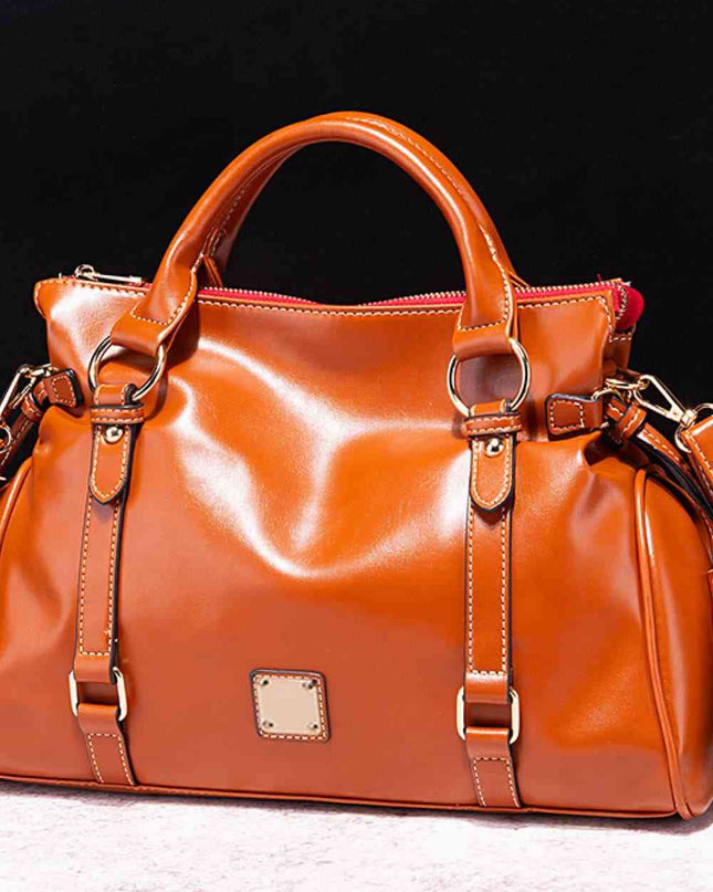 Leather Handbag with Tassels