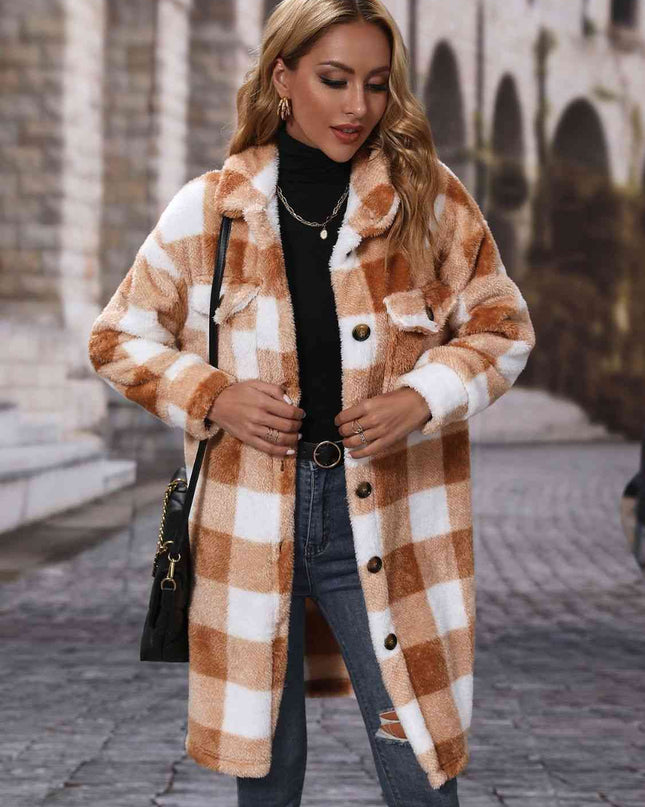 Plaid Button Down Coat - Hey Love Boutique