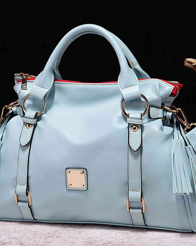 Leather Handbag with Tassels