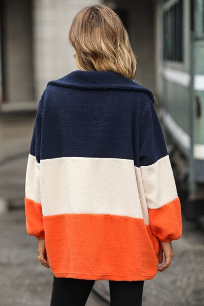 Color Block Quarter Zip Shirt - Hey Love Boutique