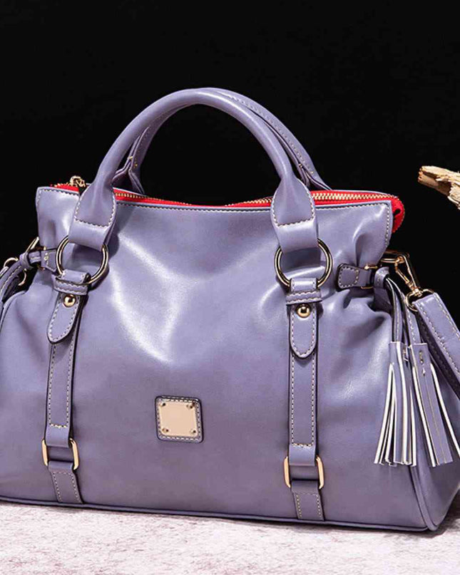 Leather Handbag with Tassels