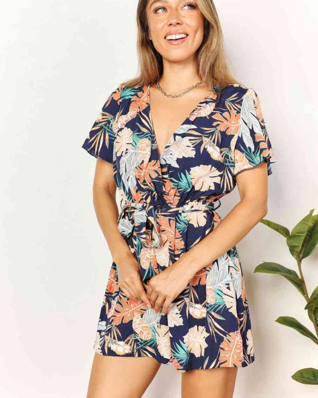 Double Take Botanical Print Romper