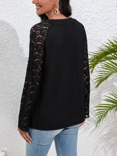 Half Button Raglan Sleeve Blouse - Hey Love Boutique