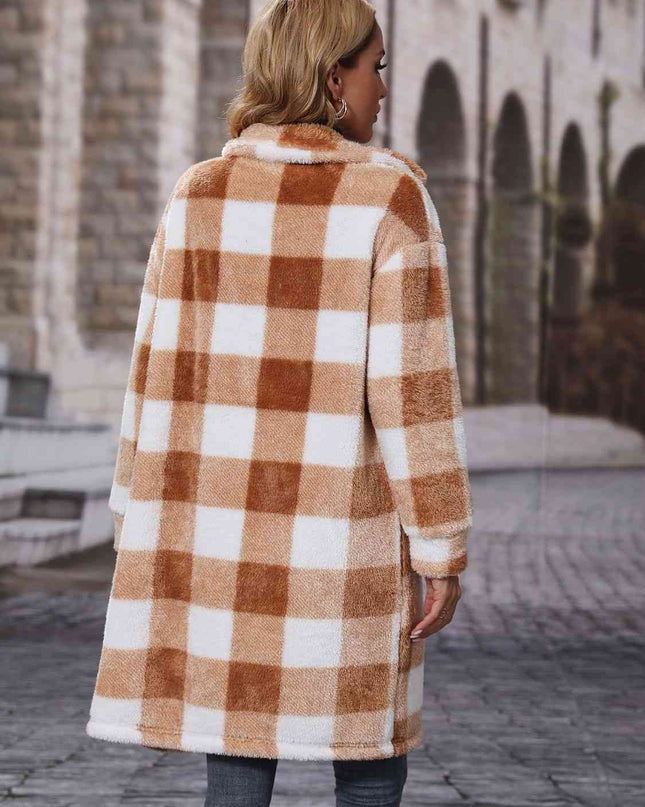 Plaid Button Down Coat - Hey Love Boutique