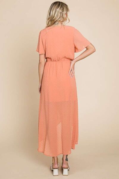 Swiss Dot Tied Slit Dress - Hey Love Boutique