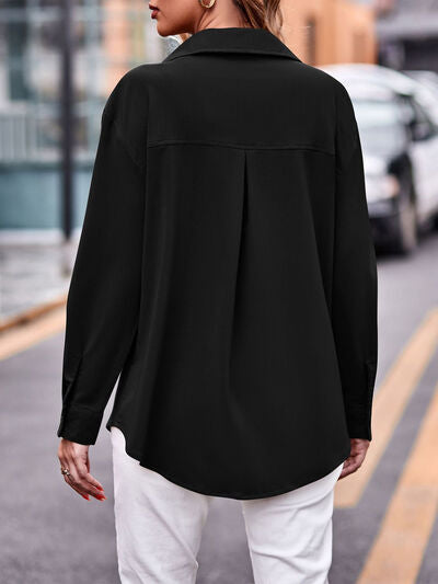 Pocketed Button Up Shirt - Hey Love Boutique