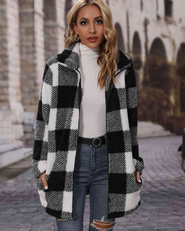 Plaid Coat with Pockets - Hey Love Boutique
