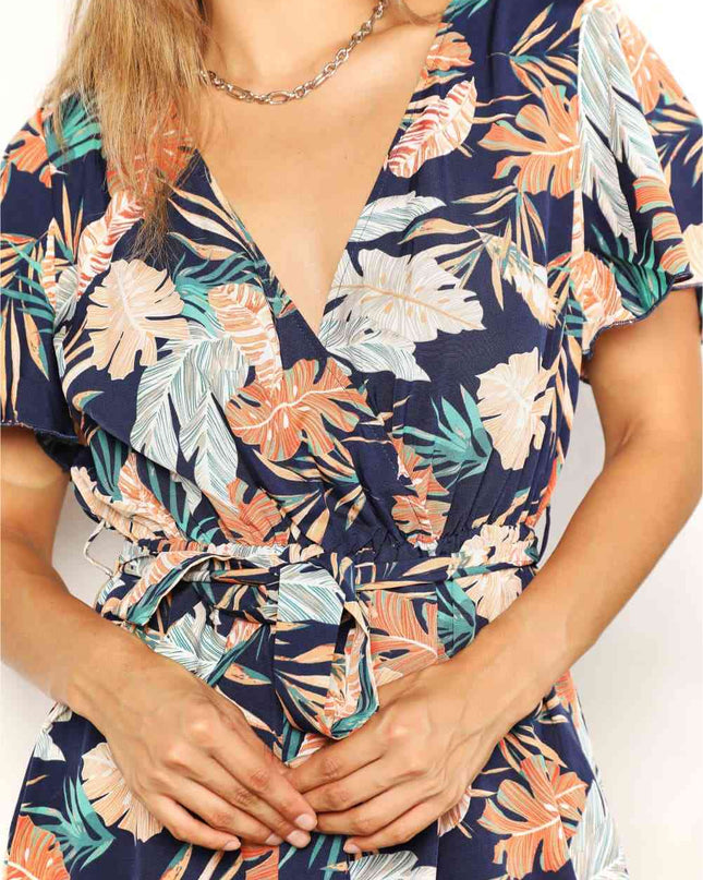 Double Take Botanical Print Romper