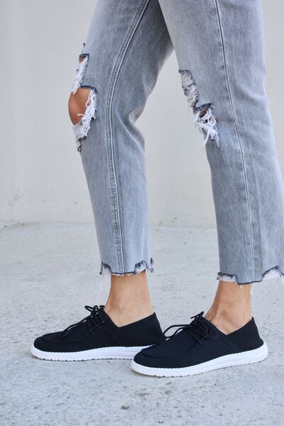 Forever Link Flat Round Toe Lace-Up Sneakers - Hey Love Boutique