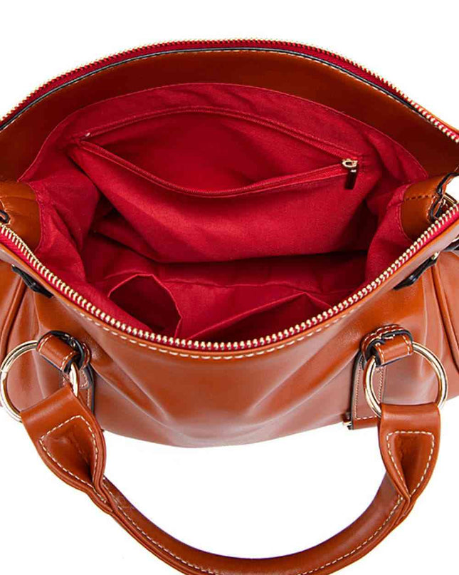 Leather Handbag with Tassels