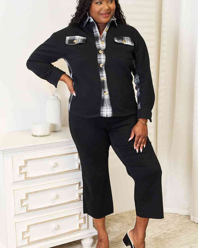 Plaid Collared Jacket - Hey Love Boutique