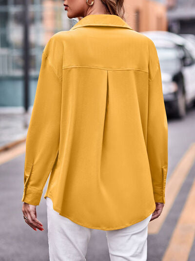 Pocketed Button Up Shirt - Hey Love Boutique