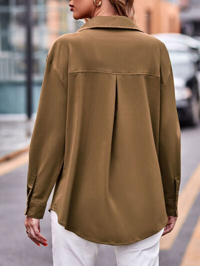 Pocketed Button Up Shirt - Hey Love Boutique