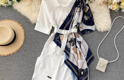 Light Mature Sense Satin Short Sleeve Dress