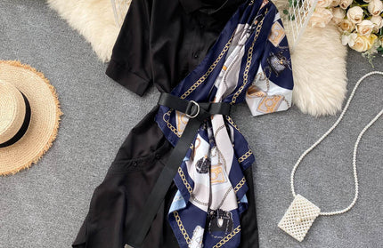 Light Mature Sense Satin Short Sleeve Dress