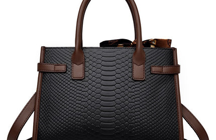 Genuine Leather Embossed Snakeskin Pattern Briefcase Bag