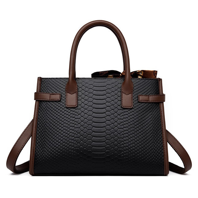 Genuine Leather Embossed Snakeskin Pattern Briefcase Bag