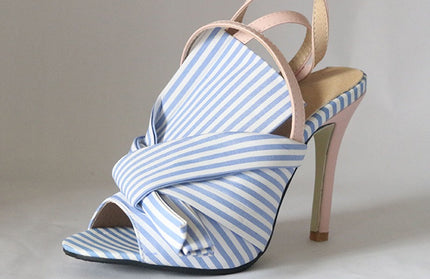 Bow Tie Striped High Heels