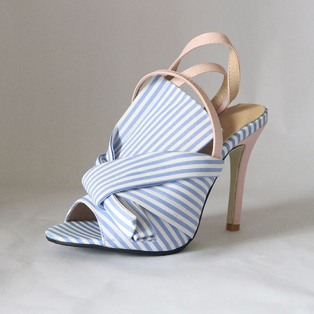 Bow Tie Striped High Heels
