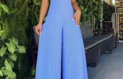 Sleeveless Striped Wide Leg Jumpsuit - Hey Love Boutique