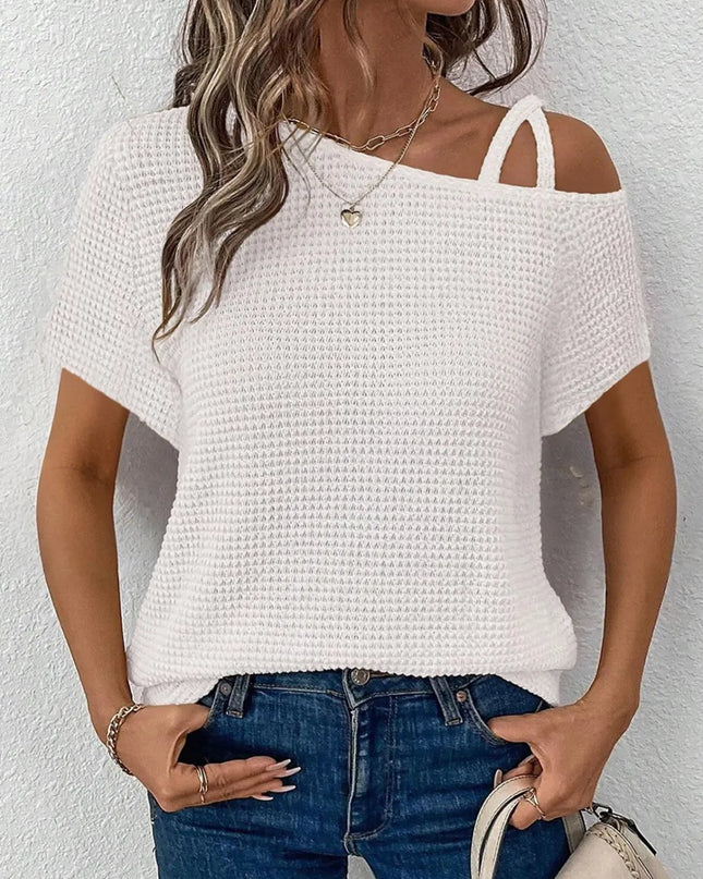 Knitted One Shoulder Sleeved Sweater