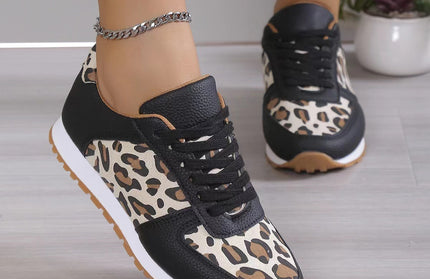 Leopard Print Lace-Up Sneakers