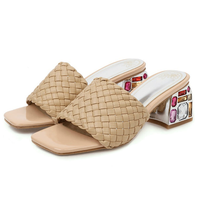 Slide Low Heels Casual Knitted Beach Women's Slipper Large Size 48